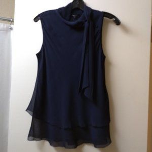 Navy sheer 2 layer top with bow
